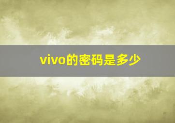 vivo的密码是多少