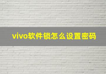 vivo软件锁怎么设置密码