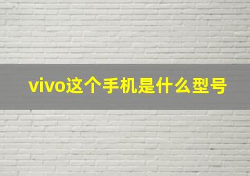 vivo这个手机是什么型号