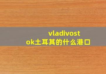 vladivostok土耳其的什么港口