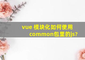 vue 模块化如何使用common包里的js?