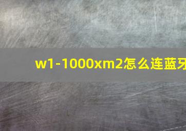 w1-1000xm2怎么连蓝牙