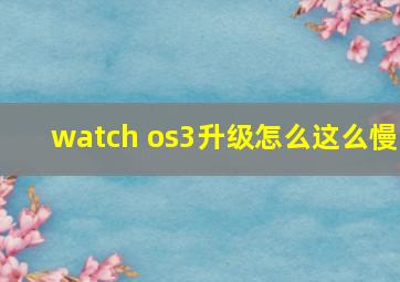 watch os3升级怎么这么慢