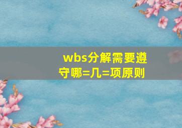 wbs分解需要遵守哪=几=项原则