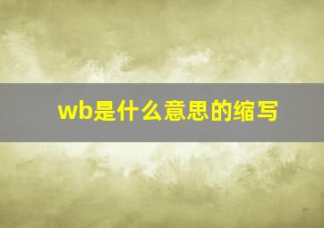 wb是什么意思的缩写(