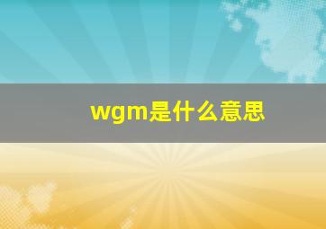 wgm是什么意思