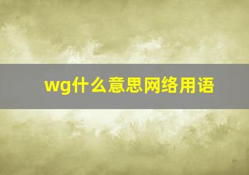 wg什么意思网络用语