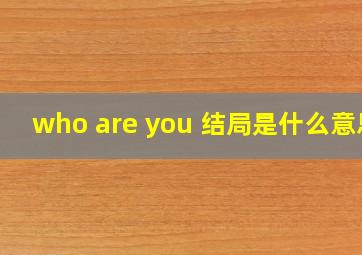 who are you 结局是什么意思