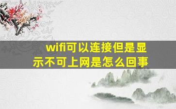 wifi可以连接但是显示不可上网是怎么回事 