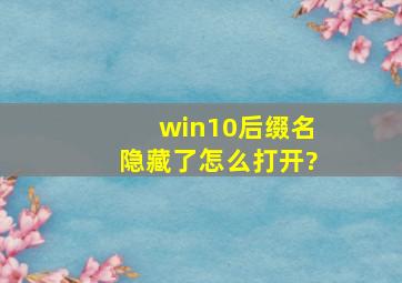 win10后缀名隐藏了怎么打开?