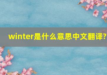 winter是什么意思中文翻译?