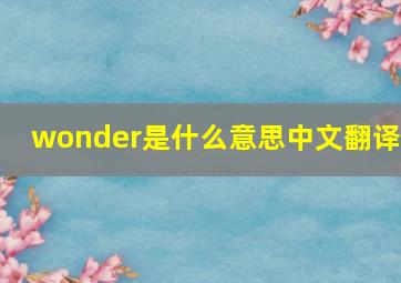 wonder是什么意思中文翻译?