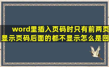 word里插入页码时只有前两页显示页码,后面的都不显示怎么是回事??