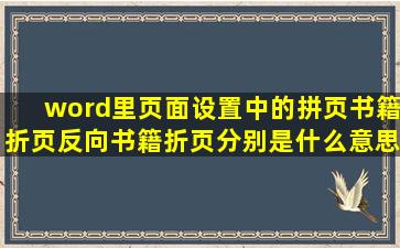 word里页面设置中的拼页,书籍折页,反向书籍折页分别是什么意思?