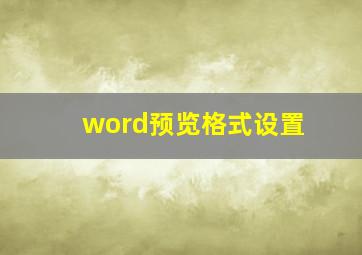 word预览格式设置