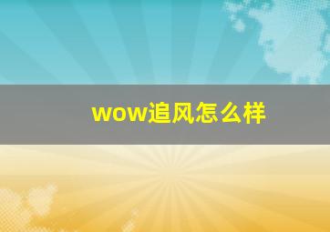 wow追风怎么样