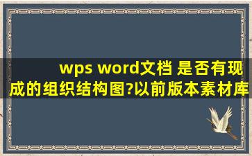 wps word文档 是否有现成的组织结构图?以前版本素材库里有,现在没...