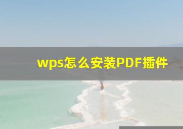 wps怎么安装PDF插件