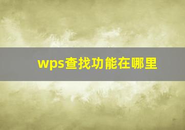 wps查找功能在哪里