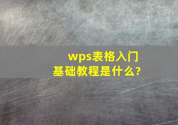 wps表格入门基础教程是什么?