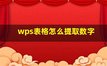 wps表格怎么提取数字