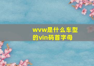 wvw是什么车型的vin码首字母