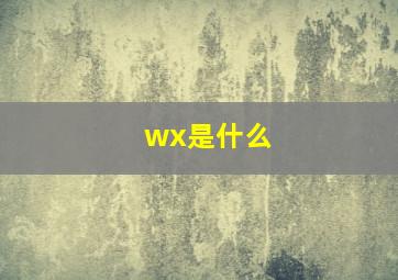wx是什么
