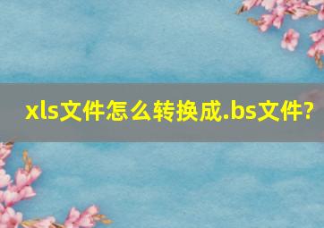 xls文件怎么转换成.bs文件?