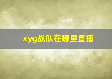 xyg战队在哪里直播