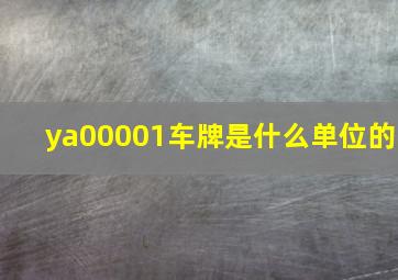 ya00001车牌是什么单位的