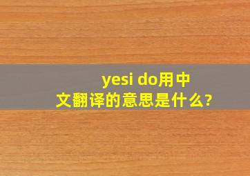yesi do用中文翻译,的意思是什么?