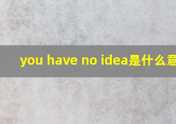 you have no idea是什么意思