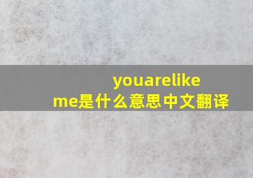 youarelikeme是什么意思中文翻译