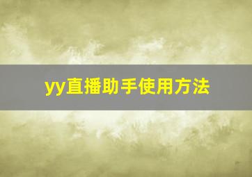 yy直播助手使用方法