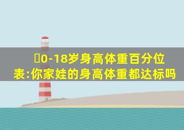 ​0-18岁身高、体重百分位表:你家娃的身高、体重,都达标吗