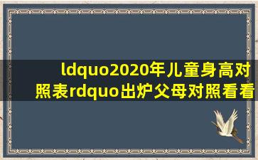 “2020年儿童身高对照表”出炉,父母对照看看,你家娃达标没 