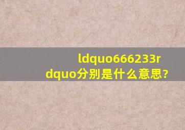 “666,233”分别是什么意思?