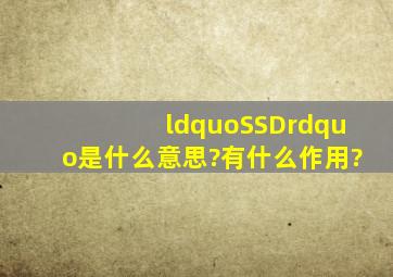 “SSD”是什么意思?有什么作用?