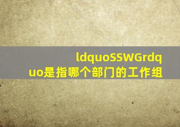 “SSWG”是指哪个部门的工作组 