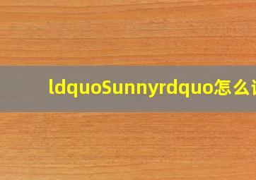 “Sunny”怎么读?