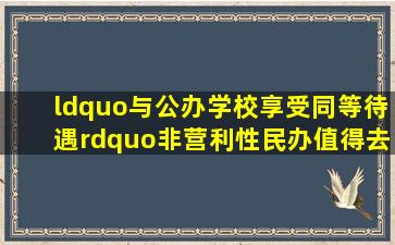 “与公办学校享受同等待遇”,非营利性民办值得去吗