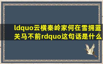 “云横秦岭家何在雪拥蓝关马不前”这句话是什么意思(