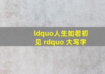 “人生如若初见 ” 大写字