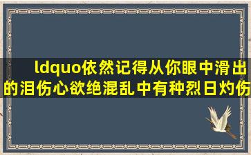 “依然记得从你眼中滑出的泪伤心欲绝,混乱中有种烈日灼伤的错觉”...