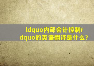 “内部会计控制”的英语翻译是什么?