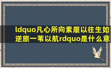 “凡心所向,素履以往,生如逆旅,一苇以航。”是什么意思?