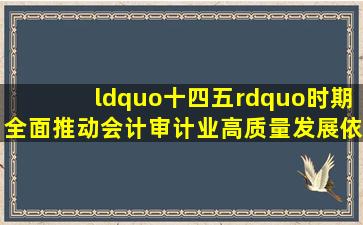 “十四五”时期,全面推动会计审计业高质量发展,依法整治行业秩序...