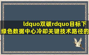 “双碳”目标下绿色数据中心冷却关键技术路径的探讨(10页)