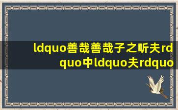 “善哉善哉子之听夫”中“夫”什么意思(