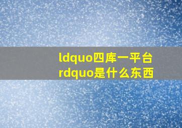 “四库一平台”是什么东西